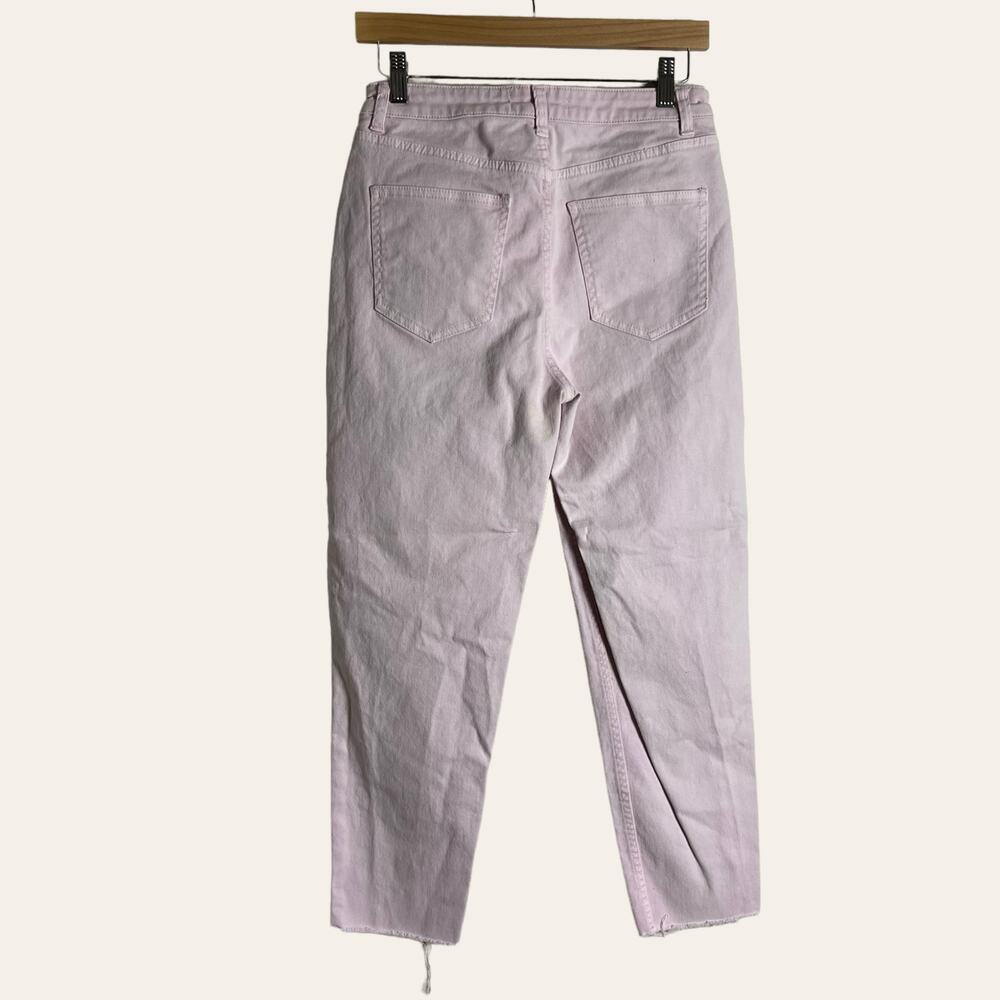 Something Navy Light Pink High Waist Straight Leg Raw Hem Jeans Size 6 - Picture 6 of 7